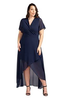 KARKO - Chiffonkleid Monika I Übergröße (Plus Size) Damen Kleid I im Vokuhila-Stil I mit Kurzen Ärmeln I Wickeloptik I V-Ausschnitt in Wickeloptik I Taillierter Schnitt I Eleganz und Schick von KARKO