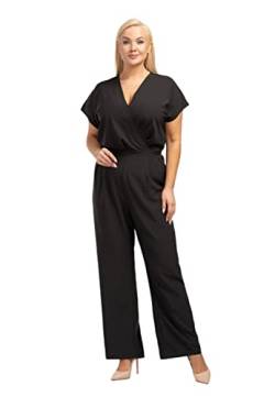 KARKO - Overall OLKA | Übergrößen (Plus Size) | Umschlagausschnitt | kurze Ärmel | lange, breite Beine | schwarz - 46-48 von KARKO