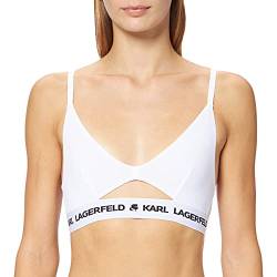 KARL LAGERFELD Damen Karl Lagerfeld Damen Logo Guckloch-Bh, Weiß, M von KARL LAGERFELD