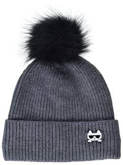 KARL LAGERFELD Damen L2kh7106-heg-one Gr Beanie-Mütze, Echter melierter Granit, Einheitsgröße von KARL LAGERFELD