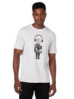 KARL LAGERFELD Herren Reflektierendes, Karl-Charakter mit Kopfhörern, kurzärmeliges Herrenhemd mit Rundhalsausschnitt T-Shirt, Weiss/opulenter Garten, XX-Large von KARL LAGERFELD