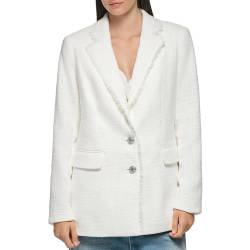 Karl Lagerfeld Paris Damen Alltagsanzug Langarm Tweed Jacke, Weiß (Soft White), 36 von KARL LAGERFELD