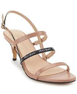 Karl Lagerfeld Paris Damen DEXTRA Sandalen mit Absatz, Taupe/Schwarz, 39.5 EU von KARL LAGERFELD