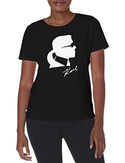 Karl Lagerfeld Paris Damen Kurzärmeliges Grafik-Logo T-Shirt, Karl Schwarz, Mittel von KARL LAGERFELD