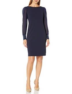 Karl Lagerfeld Paris Damen Solid Sheer Sleeve Sheath Dress Kleid, Navy, 38 von KARL LAGERFELD