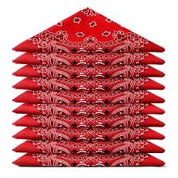 ...KARL LOVEN BANDANA 10 Stück Rot - Paisley Mandala Muster - 100% Baumwolle TÜV geprüft - Dicker Stoff - 20 Exklusivfarben von ...KARL LOVEN