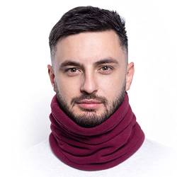 ...KARL LOVEN Damen Loop Schal Hals wärmer Herren Schnalle Winter Fleece Futter Unisex warme Hut Maske - Sport Ski Motorrad Fahrrad Snowboard Wandern Dunkelrot von ...KARL LOVEN