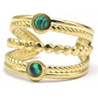 KARMA Fingerring Damenring gold Edelstahl mit türkisen Steinen, Ring Damen Goldring Damenschmuck von KARMA