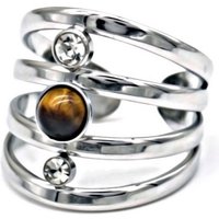 KARMA Fingerring Damenring silber Edelstahl mit Kristallen, Ring Damen Silberring Damenschmuck von KARMA