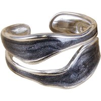 KARMA Fingerring Damenring silber Edelstahl mit schwarzer Einlage, Silberring Damenschmuck Statement Ring Damen von KARMA