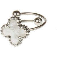 KARMA Fingerring Damenring silber weiß Perlmutt Fingerring, Silberring Damen Schmuck Größe verstellbar von KARMA