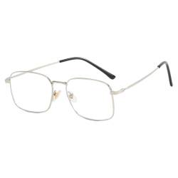 KASFDBMO Leichte Brille, blaues Licht, verhindert klare Linsen, reduziert Ermüdung der Augen, reduziert mit Metallrahmen, modische Brillen Rahmen, silber von KASFDBMO