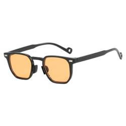 KASFDBMO Modische UV400-Sonnenbrille für Damen und Herren, UV-Schutz-Sonnenbrille mit unregelmäßigem Rahmen, Sonnenbrille zum Autofahren, für Damen, zum Radfahren, Einkaufen, Helles Schwarz-Orange von KASFDBMO