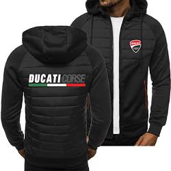 KASOI Herren Hoodies Jacken Für Ducati Print Lässiger Hoodie Raglan Pullover Warmes Sweatshirt Langarm Reißverschluss Hoody Sport Cardigan Jacke Tops-Black||XL von KASOI