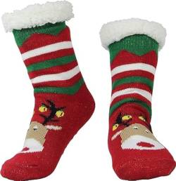 Weihnachtssocken, Damen Weihnachtssocken, Warme Socken Weihnachten, Christmas Socks, Kuschelsocken Damen, Weihnachten Socken, Weihnachts Cartoon Socken, Wintersocken für Damen und Herren (Rot) von KATELUO