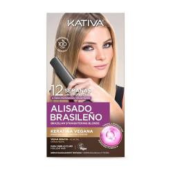 Kativa Brasilianisches Haarglättungsset für gefärbtes oder strächtiges blondes Haar, neue Formel mit veganem Keratin, professionelle Haarglättung zu Hause, bis zu 12 Wochen lang, einfach anzuwenden von KATIVA