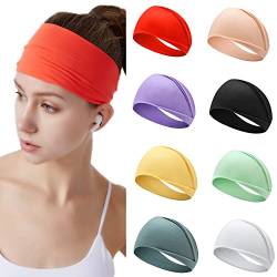 KATOCHUG Elastische Stirnbänder für Damen, breites Haarband, rutschfeste Stirnbänder für Sport, Yoga, Laufen, Fitness, 12 Stück von KATOCHUG