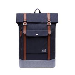 KAUKKO Rucksack Damen Herren Campus Laptoprucksäcke für 15" Notebook Lässiger Vintage Tagesrucksack für Sport & Outdoor (Schwarz mit Grau) von KAUKKO