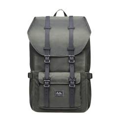 KAUKKO Rucksack Damen Herren Daypack mit Laptopfach für 15 Zoll Notebook für Schule, Uni, Reisen, Wandern, 22L, Grün von KAUKKO