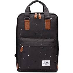 KAUKKO Rucksack Damen Herren Schön u. Stylish Handtasche mit Laptopfach für 12" Notebook für Ausflüge, Schule, Uni,16L, Schwarz von KAUKKO