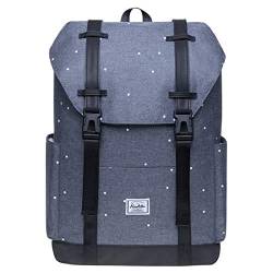 KAUKKO Rucksack Damen Herren Schule & Freizeit Moderner Tagesrucksack aus Polyester für Uni Büro - Daypack für 14" Laptop, 18L von KAUKKO