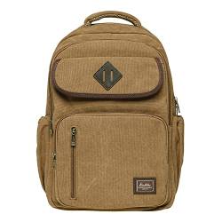 KAUKKO Rucksack Damen Herren für Ausflüge, Schule und Büro mit Laptopfach, 30 * 14 * 43 cm, 18L (Khaki JNL-KF17-01) von KAUKKO