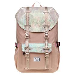 KAUKKO Rucksack Damen Rosa Schön und Praktisch Daypack mit Laptopfach für 12" Notebook für Ausflüge, Uni, Schule, 14L, Mini von KAUKKO