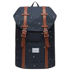 KAUKKO Rucksack Klein Damen Herren Schön und Praktisch Daypack für Schule, Uni, Beruf mit 10" Laptopfach für den Alltag, 12L, Schwarz von KAUKKO