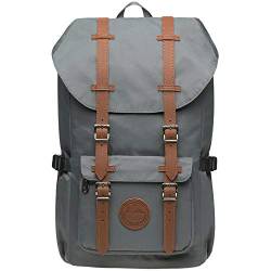 KAUKKO Vintage Rucksack mit Laptopfach für 14 Zoll für Business Wandern Reisen Camping, 19.7 L, 28 * 15 * 47 cm (Grau JNL-EP5-11-09) von KAUKKO