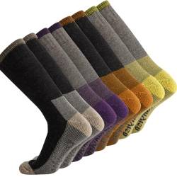 KAVANYISO Herren Merino Wolle Wandersocken Atmungsaktiv Athletic Crew Verdicken, 4 Paar Ass513 (Buchstabe), 43 EU von KAVANYISO