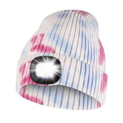 KAVAVO Beanie-Mütze mit Licht, wiederaufladbare USB-LED-beleuchtete Beanie-Mütze, Unisex-Winterwärmer-Strickmütze für Nachtspaziergänge, Angeln, Camping, Jagd. von KAVAVO