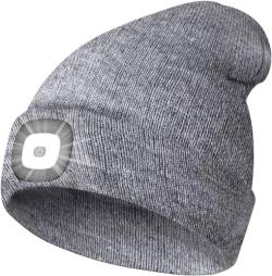 KAVAVO Beanie-Mütze mit Licht, wiederaufladbare USB-LED-beleuchtete Beanie-Mütze, Unisex-Winterwärmer-Strickmütze für Nachtspaziergänge, Angeln, Camping, Jagd. von KAVAVO