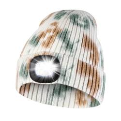 KAVAVO Beanie-Mütze mit Licht, wiederaufladbare USB-LED-beleuchtete Beanie-Mütze, Unisex-Winterwärmer-Strickmütze für Nachtspaziergänge, Angeln, Camping, Jagd. von KAVAVO