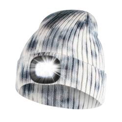 KAVAVO Beanie-Mütze mit Licht, wiederaufladbare USB-LED-beleuchtete Beanie-Mütze, Unisex-Winterwärmer-Strickmütze für Nachtspaziergänge, Angeln, Camping, Jagd. von KAVAVO
