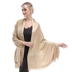 KAVINGKALY Damen Glitter Pashmina Schal Shimmer Reversible Schals und Wraps Schal für Frauen(Gold) von KAVINGKALY