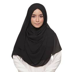 KAVINGKALY Hijab Kopftuch Damen Muslimisch Seidenweiche Chiffon Hijab Moderne Islamische Chiffon Kopftücher für Damen Türkische Premium Qualität Damen Tuch Schal(Black) von KAVINGKALY