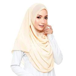 KAVINGKALY Hijab Kopftuch für Damen Muslimische Chiffon-Schals Dicke Blase Christliches Kopftuch und Muslimischen Hijab(Beige) von KAVINGKALY