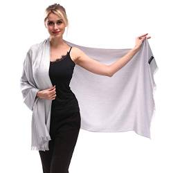 Weiche Pashmina-Schals und Wickeltücher für Damen, schimmernd, einfarbig, für Hochzeiten, Silver2, 38 von KAVINGKALY