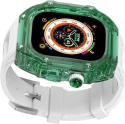 KAVJU Luxuriöses transparentes Uhrengehäuse für Damen aus Gummi für Apple Watch Ultra 8/7/6/5/4/SE, 49 mm, 45 mm, 44 mm, harte Polycarbonat-Lünetten, RM-Stil, Sport-Armband-Zubehör, For 44mm, Achat von KAVJU