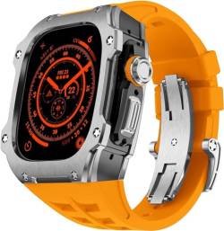 KAVJU Robustes Edelstahl-Uhrengehäuse, Sport-Gummiband, Mod-Kit, für Apple Watch Ultra 49 mm, RM-Stil, Metall-Uhrenabdeckung, für iWatch 8, 49 mm, Ersatzzubehör, For Ultra 49MM, Achat von KAVJU