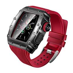 KAVJU Silikonarmband für Apple Watch, iWatch Serie 8/7/SE/4/5/6, Metallgehäuse, gehärtete Folie, integriertes Band, 44MM, Achat von KAVJU