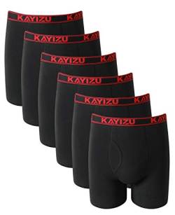 KAYIZU Herren-Unterwäsche ultimativ weiche Baumwoll-Boxershorts (6er Pack) - Schwarz - X-Large von KAYIZU