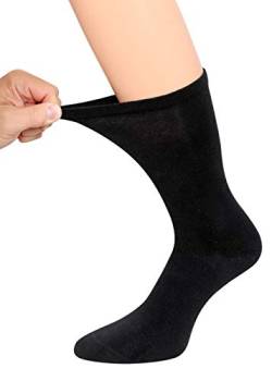 NEU - Gesundheitssocken Diabetikersocken Socken ohne Gummi venenfreundlich Damen Herren (35-38, Schwarz 6 Paar) von KB Socken