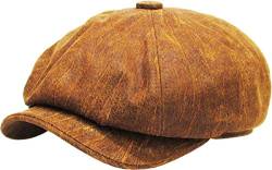Gatsby Ivy Collection Classic Newsboy Cabbie Applejack Leder Hüte Caps, (B) Leder - Hellbraun, L/XL von KBETHOS