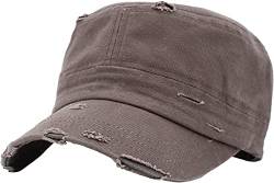 Vintage Distressed Cadet Army Cap Basic Everyday Military Style Hut, Dunkelgrau Vintage Distressed, Einheitsgröße von KBETHOS