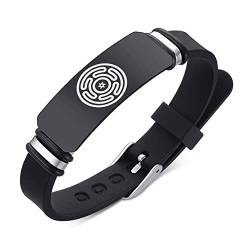 KBNSUIAN Heide Wicca Hexerei Schmuck – Schwarzes Rad von Hecate Wiccan Siegel des Schutzes der Hekate Göttin Symbolischer Silikon Armband Armreif, Verstellbar von KBNSUIAN