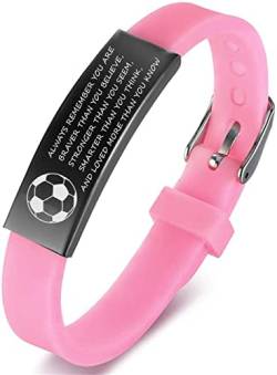 KBNSUIAN Inspirierende Sport Schmuck für Jugendliche Erwachsene, Maßgeschneidert Soccer Armband Personalisierte Sportliche Silikon Armreif für Sport Fans Geschenk, Rosa von KBNSUIAN