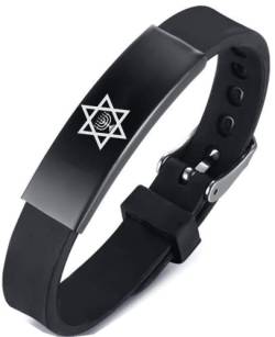 KBNSUIAN Israeliten Symbol Hexagramm Schmuck Stern von David Silikon Armband Chanukka Menorah Mogan Stern Amulett Armreif aus Israel Religiöse Geschenke von KBNSUIAN
