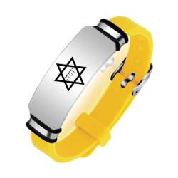 KBNSUIAN Stern von David Hexagram Heilige Geometrie Silikon Armband, Yahweh Jehovah Tetragrammaton Der Name Gottes im Hebräischen Armreif, Israel jüdische Amulett Schmuck Geschenk, justierbar von KBNSUIAN