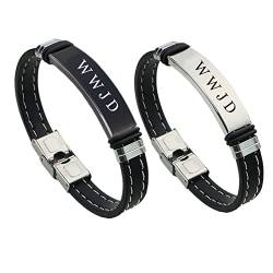 Stilvolles WWJD Armband,What Would Jesus Do Silikon Armreif,Inspirierendes Christus Jesus Weisheits Anleitungs Armbänder,Personalisierter Gravierter religiöser Schmuck für Christliche Frauen Männer von KBNSUIAN